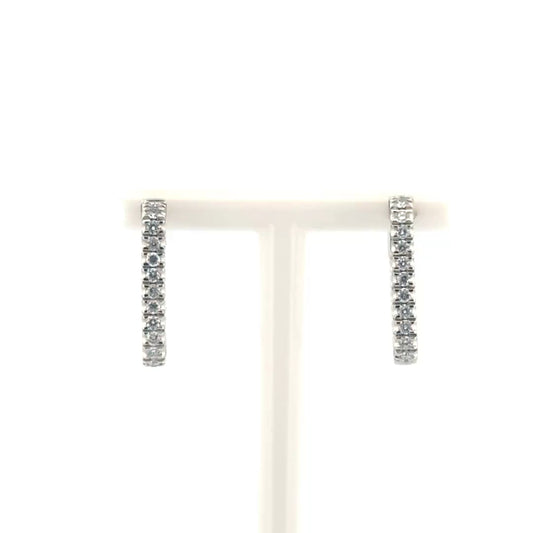 Natural Diamond In N Out Hoops in 14K White Gold