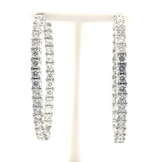6cttw. Natural Diamond In N Out Hoops Earrings in 14K White Gold