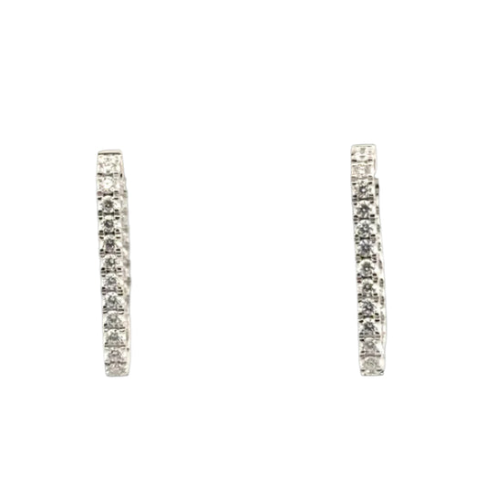 1.1cttw. Natural Diamond Square Hoop Earrings in 14K White Gold