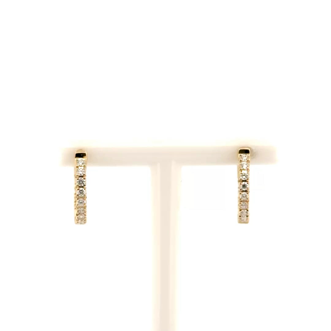 .25cttw. Natural Diamond Huggies in 14K Yellow Gold