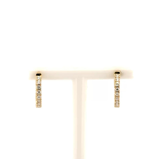 .25cttw. Natural Diamond Huggies in 14K Yellow Gold