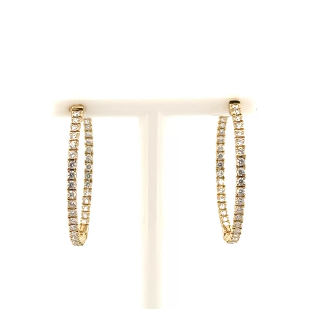 Natural Diamond In N Out Hoop Earrings in 14K Yellow Gold