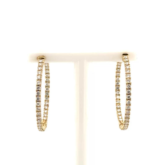 Natural Diamond In N Out Hoop Earrings in 14K Yellow Gold