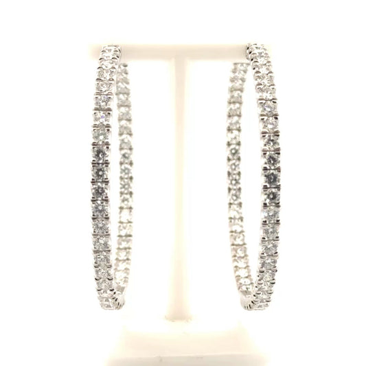 8cttw. Natural Diamond In N Out Hoop Earrings in 14K White Gold