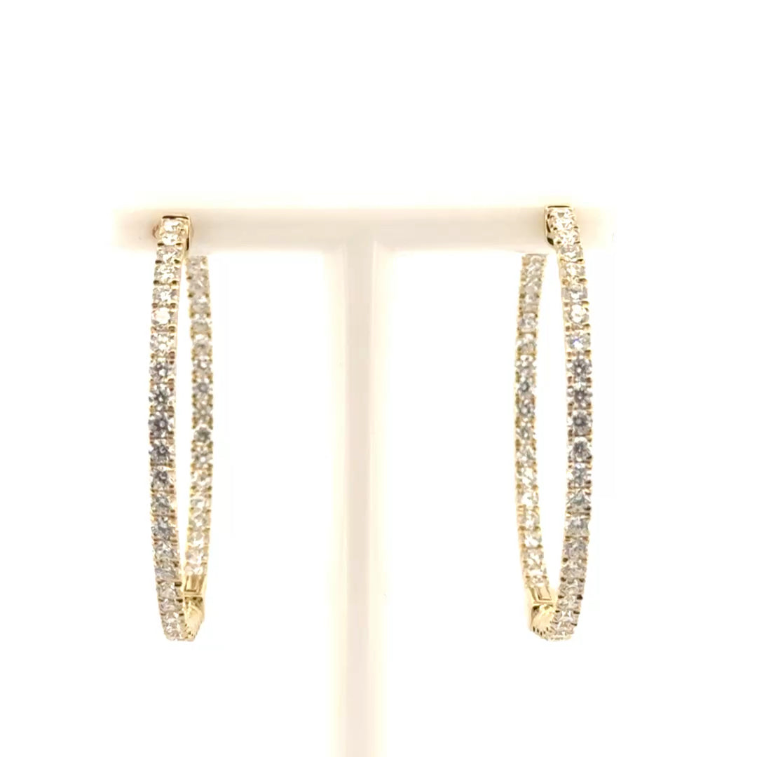 1.76cttw. Natural Diamond In N Out Hoops Earrings in 14K Yellow Gold