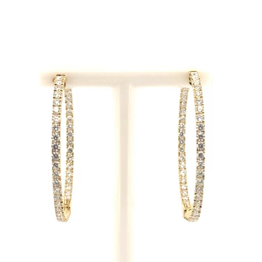 1.76cttw. Natural Diamond In N Out Hoops Earrings in 14K Yellow Gold