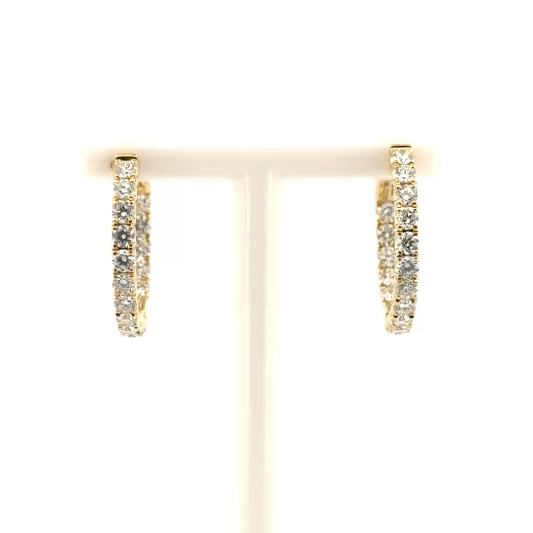 1.33cttw. Natural Diamond In N Out Hoop Earrings in 14K Yellow Gold