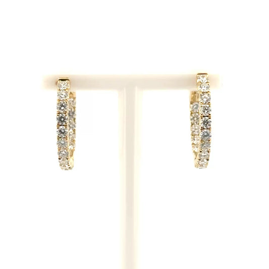 1.33cttw. Natural Diamond In N Out Hoop Earrings in 14K Yellow Gold