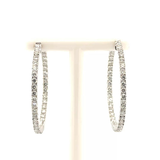 2cttw. Natural Diamond In N Out Hoop Earrings in 14K White Gold
