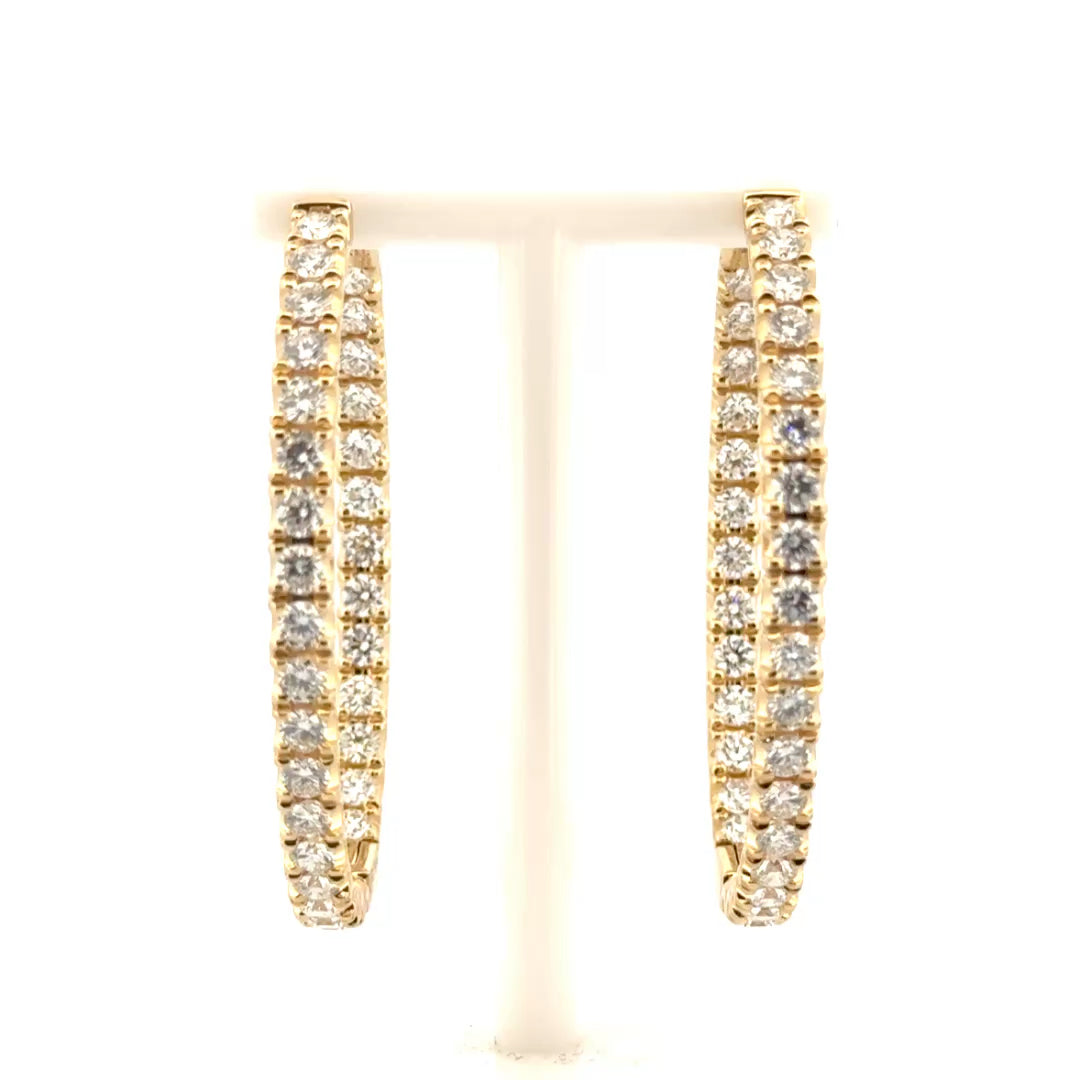 6cttw. Natural Diamond In N Out Hoops in 14K Yellow Gold
