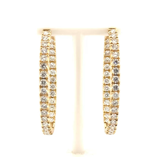 6cttw. Natural Diamond In N Out Hoops in 14K Yellow Gold