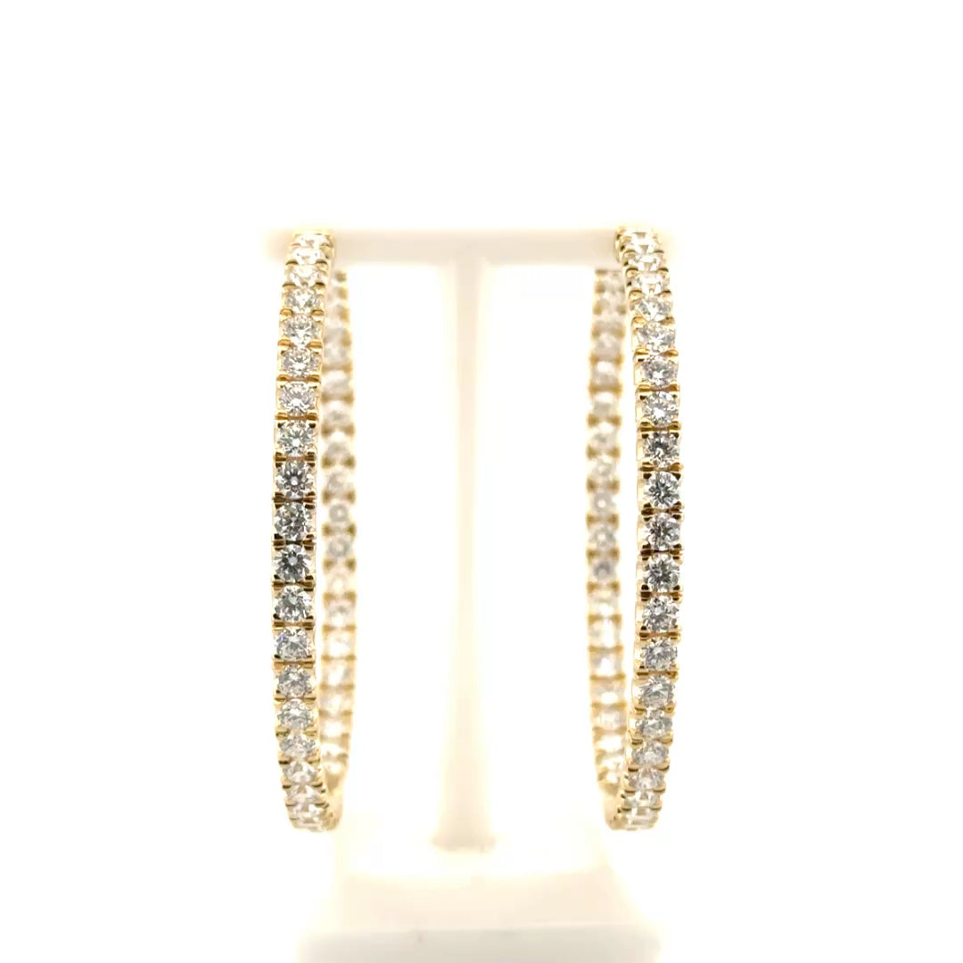 8cttw. Natural Diamond In N Out Hoops in 14K Yellow Gold