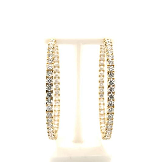 8cttw. Natural Diamond In N Out Hoops in 14K Yellow Gold