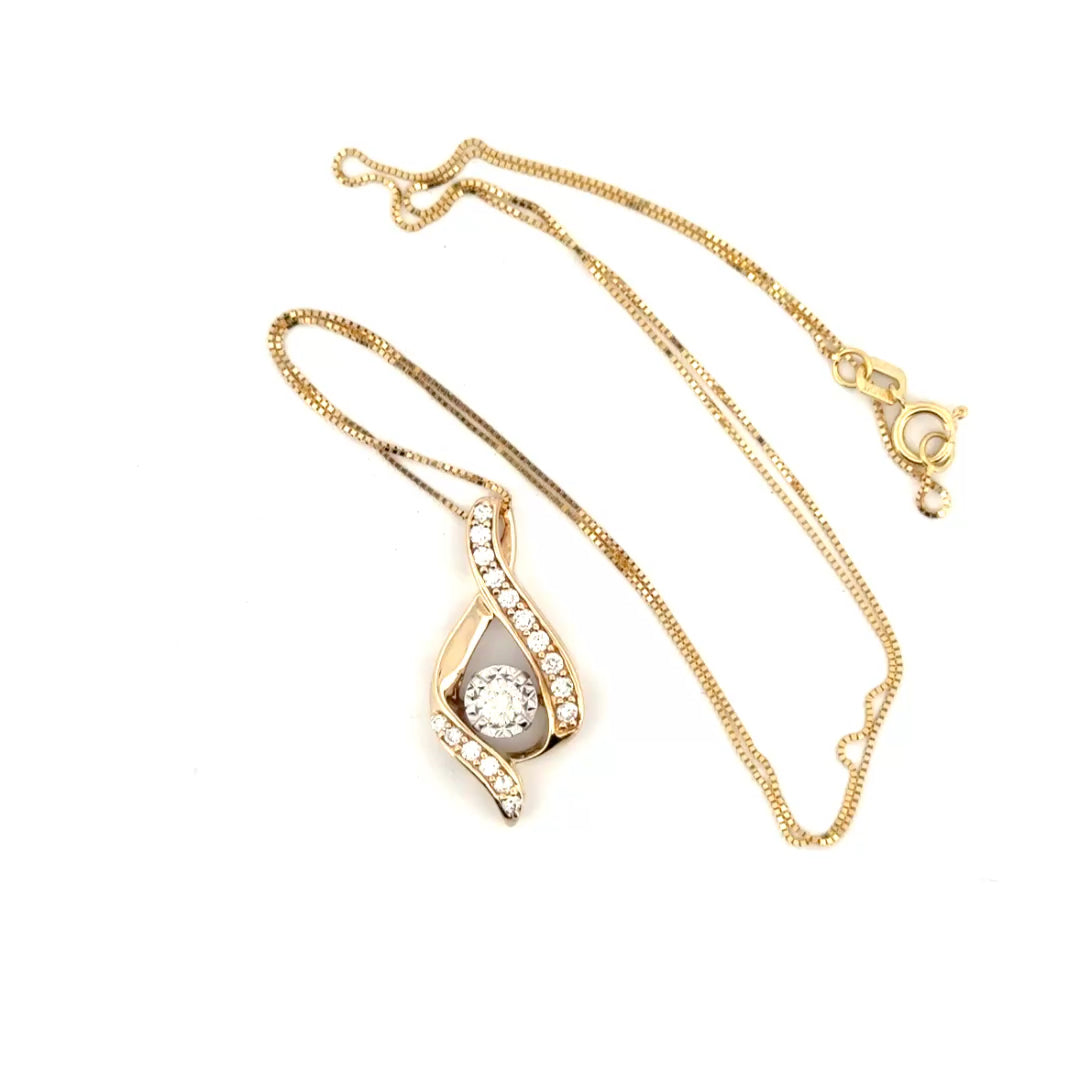 Natural Diamond Pendant in 14K Yellow Gold on 14K Yellow Gold