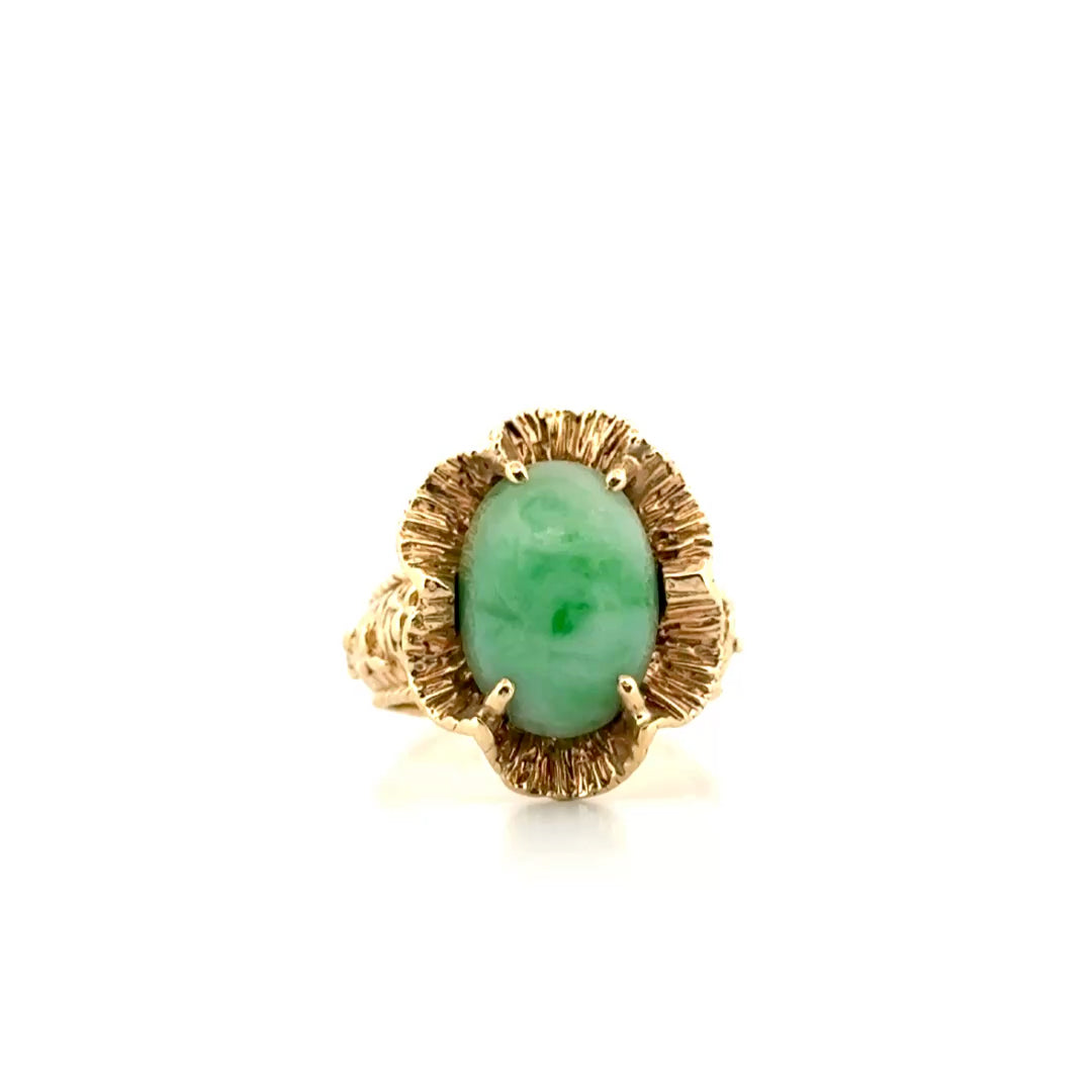 Jadeite Ring in 14K Yellow Gold
