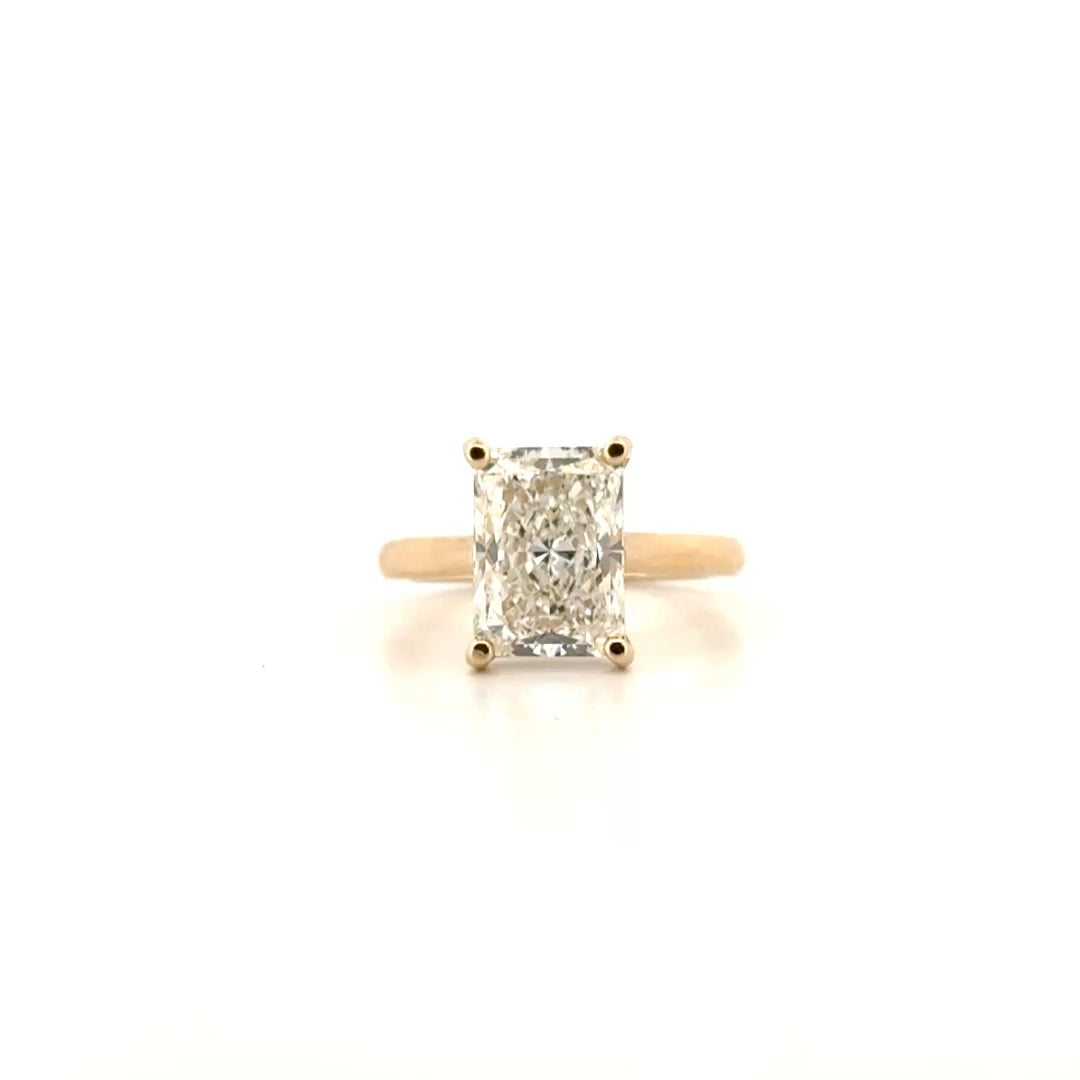 3.04ct. F VVS2 Lab Grown Elongated Radiant Diamond in 14K Yellow Gold Cathedral