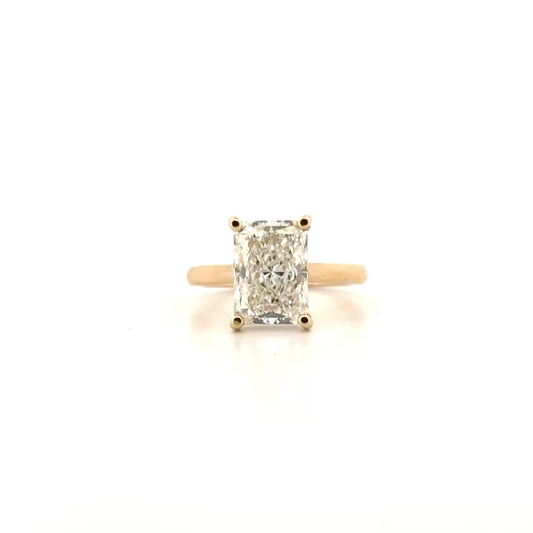 3.04ct. F VVS2 Lab Grown Elongated Radiant Diamond in 14K Yellow Gold Cathedral