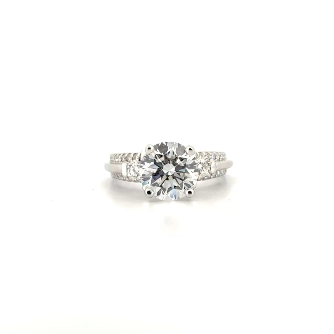 3.03ct. E VS1 Lab Grown Round Diamond in 18K White Gold Custom Mounting