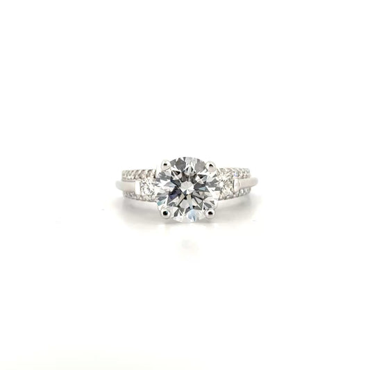 3.03ct. E VS1 Lab Grown Round Diamond in 18K White Gold Custom Mounting