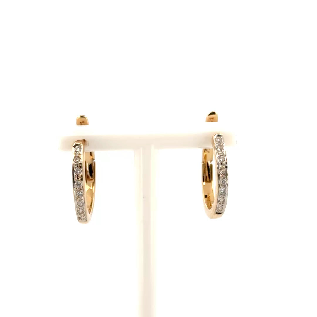 Natural Diamond Hoop Earrings in 14K Yellow Gold