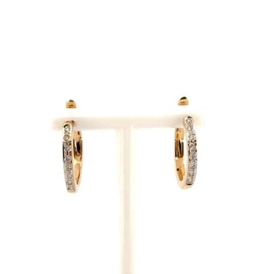 Natural Diamond Hoop Earrings in 14K Yellow Gold