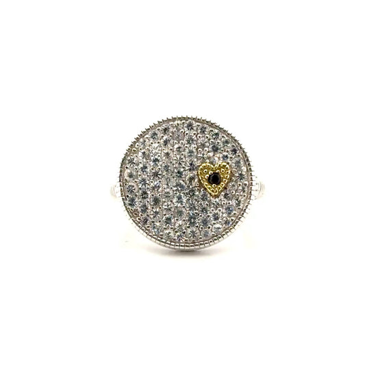 Judith Ripka Sterling & 18K Gold Diamond Ring