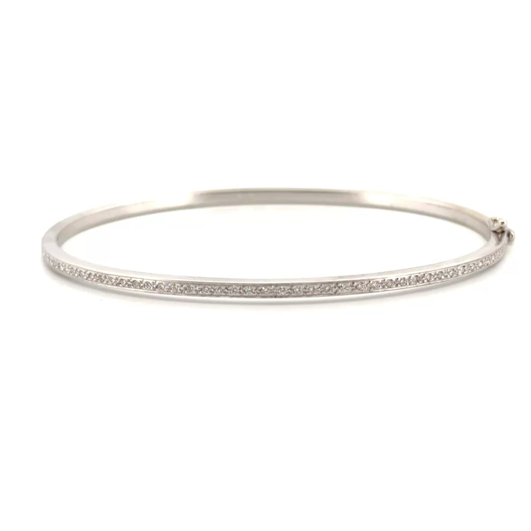 Natural Diamond Bangle Bracelet in 18K White Gold