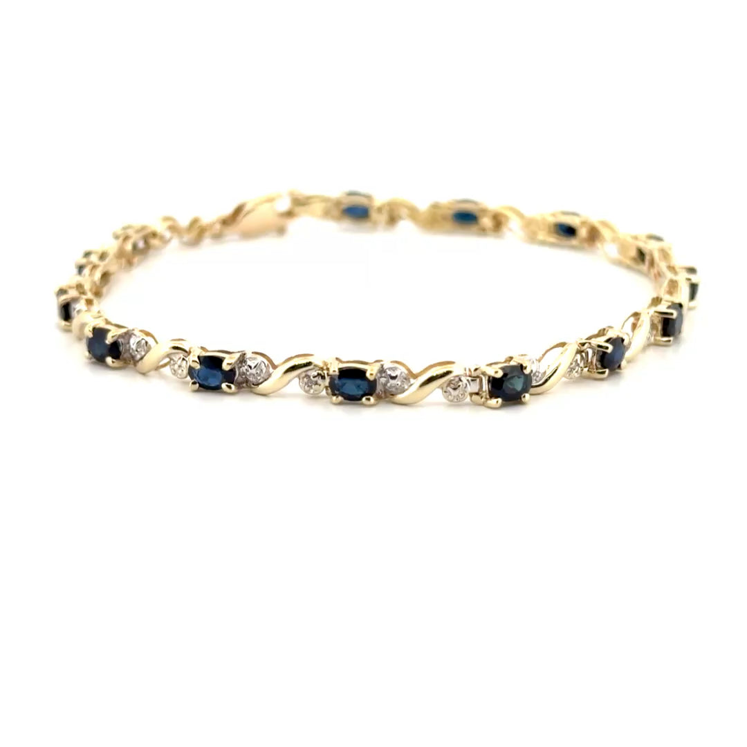 Sapphire & Diamond Bracelet in 10K Yellow Gold