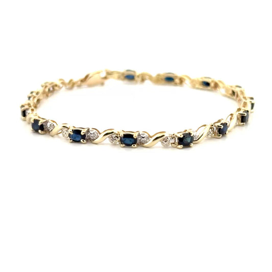 Sapphire & Diamond Bracelet in 10K Yellow Gold