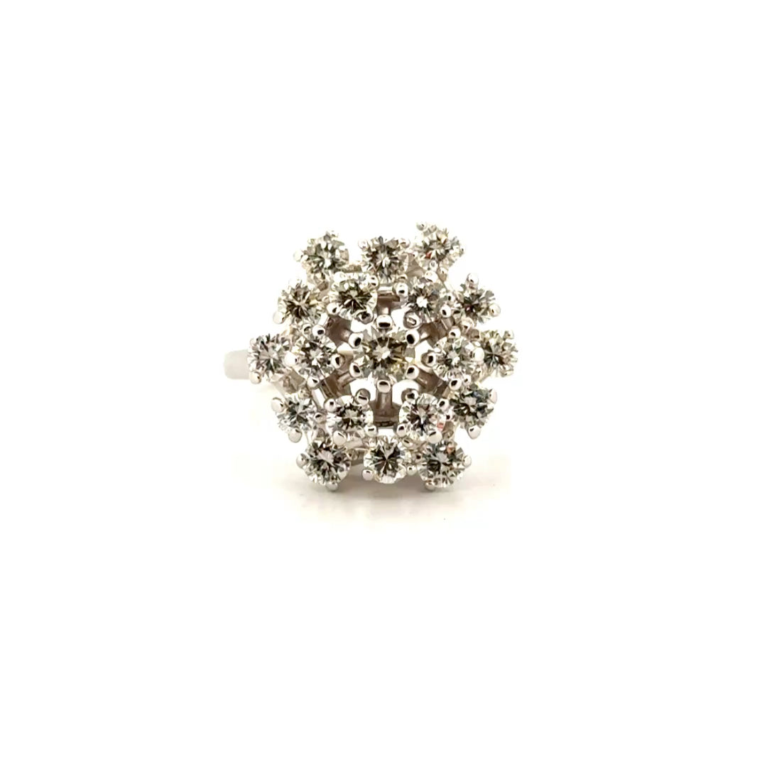 Natural Diamond Cocktail Dome Ring 14K White Gold