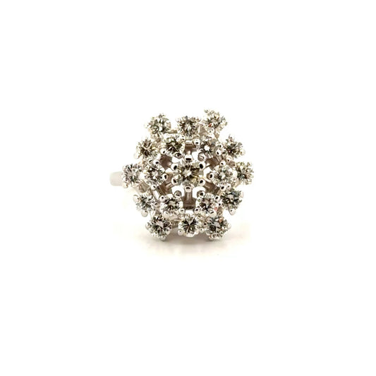 Natural Diamond Cocktail Dome Ring 14K White Gold