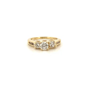 Natural Diamond Three Stone Ring in 14K Yellow Gold Sz 4.5