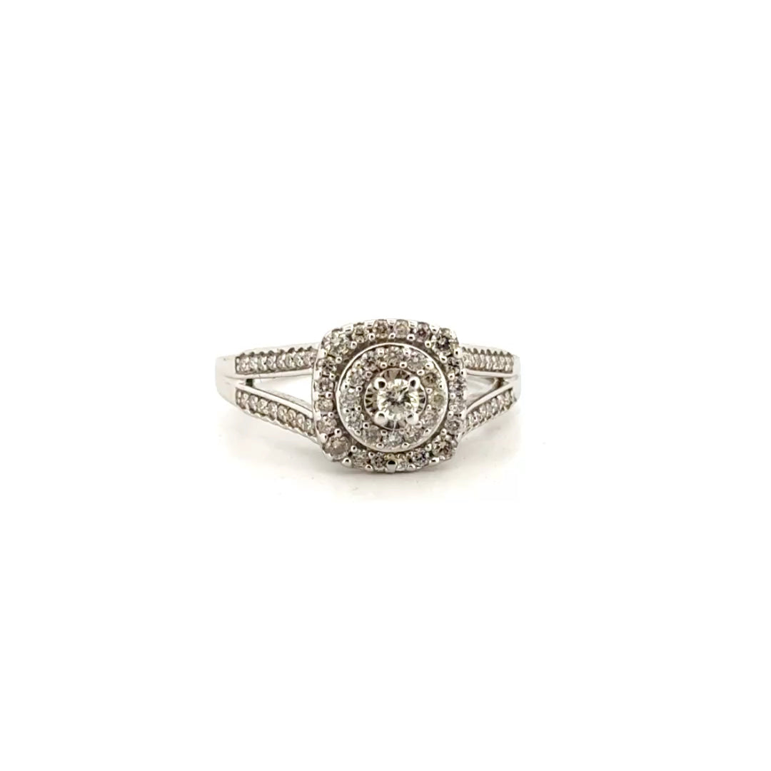 Natural Diamond Engagement Ring in 10K White Gold Sz 6