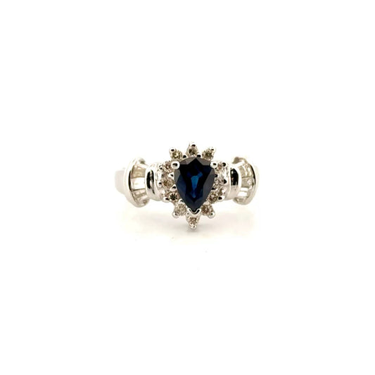 Pear Shape Sapphire in 14K White Gold Mounting