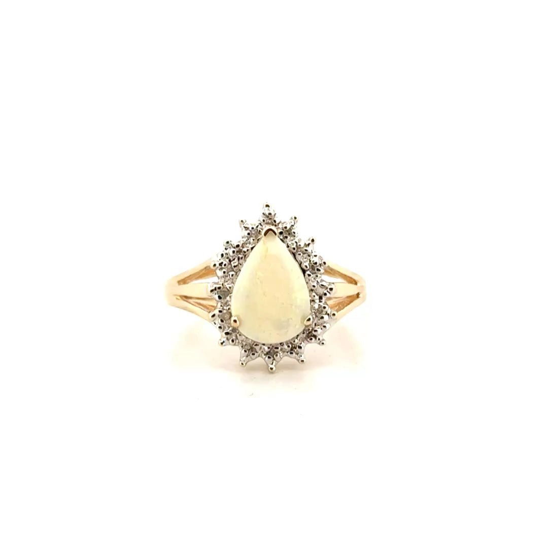 Opal & Diamond Ring in 10K Yellow Gold