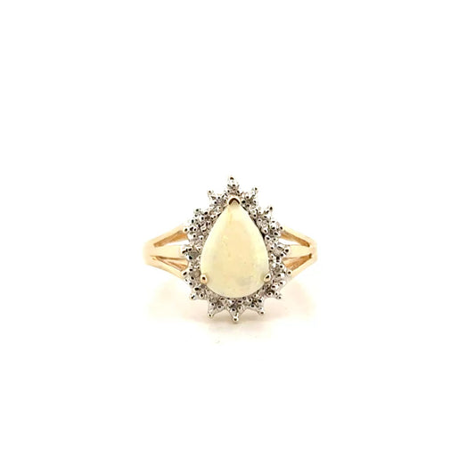 Opal & Diamond Ring in 10K Yellow Gold