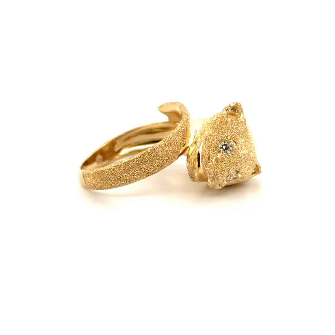 Diamond Panther Ring in 14K Yellow Gold Sz 7