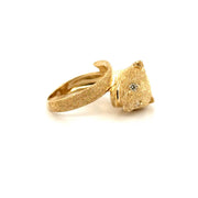 Diamond Panther Ring in 14K Yellow Gold Sz 7