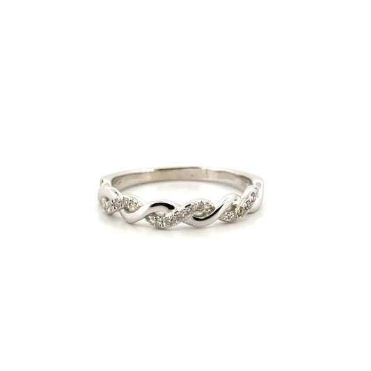 Natural Diamond Twist Band in 10K White Gold