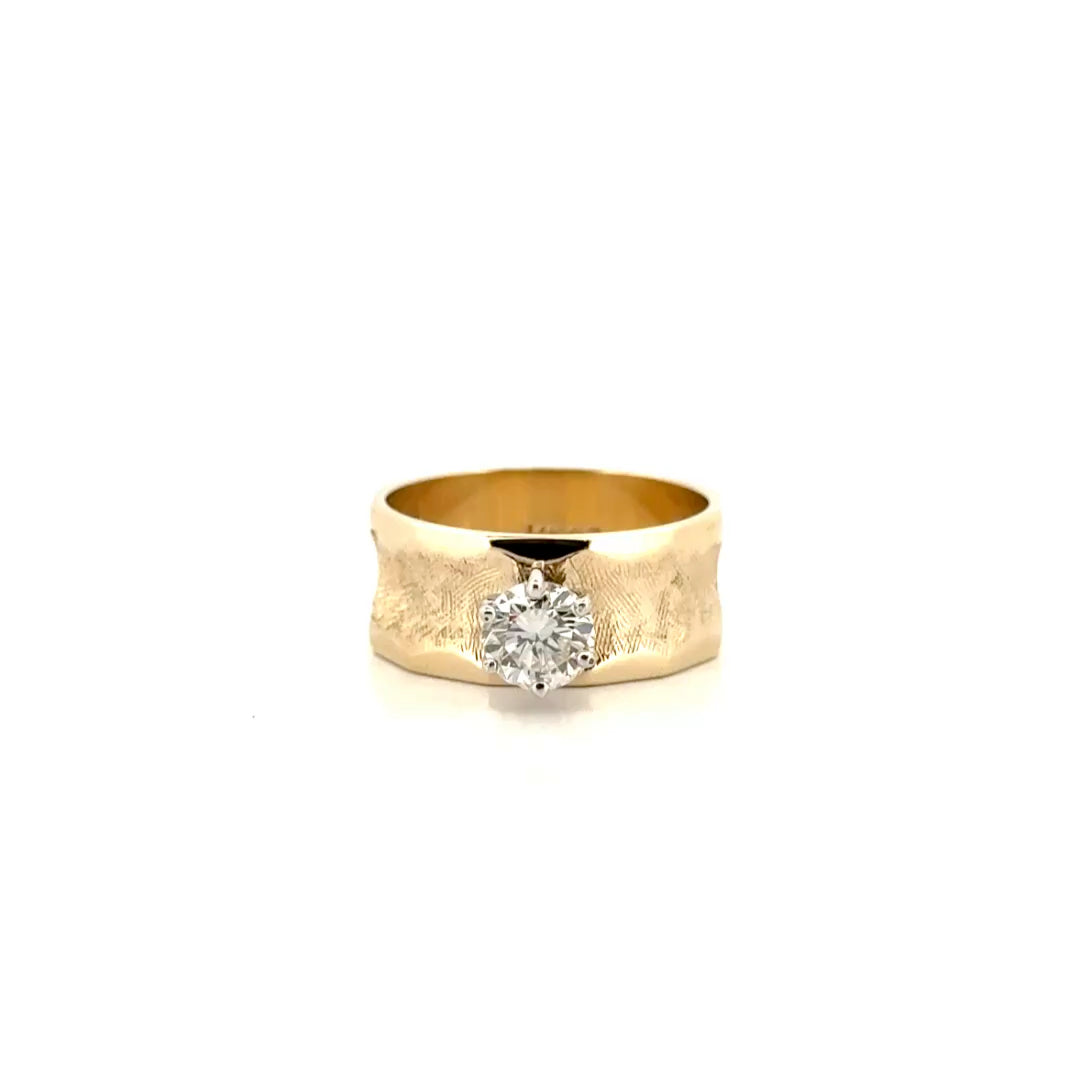 Approx .5ct Natural Round Diamond in 14K Yellow Gold Sz 5.5