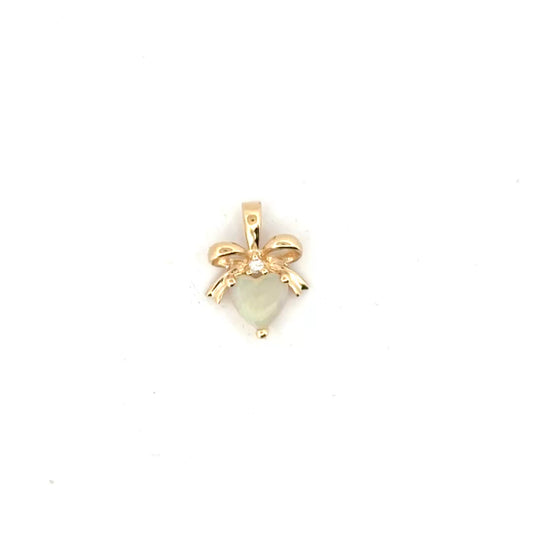 Opal & Diamond Pendant in 14K Yellow Gold