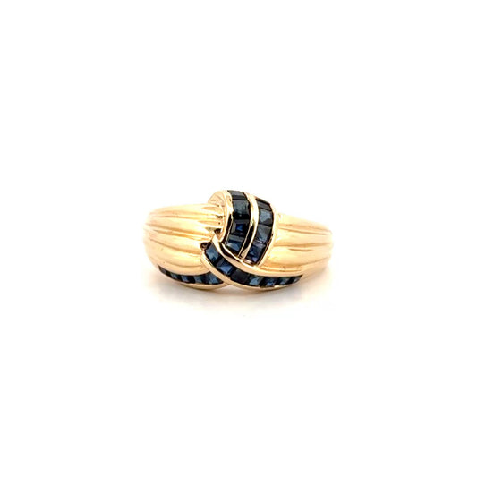 Natural Blue Sapphire Love Knot Style Ring