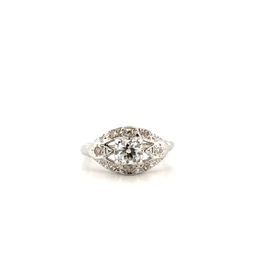 Vintage Engagement Ring .49cttw with a .38ct Center Set in 14K White Gold