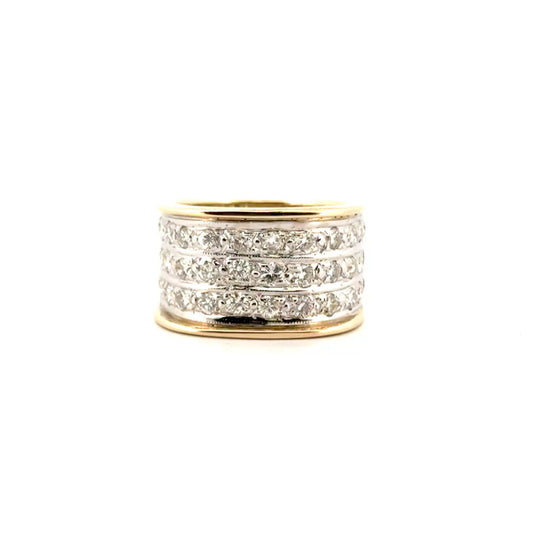 1.66cttw. Wide Cigar Style Euro Shank Ring in 14K Yellow Gold
