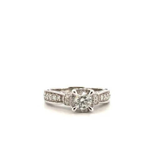1.04cttw. Natural Diamond Engagement Ring in 14K White Gold