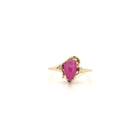 Lab Grown Star Ruby Bypass Style Ring in 14K Yellow Gold
