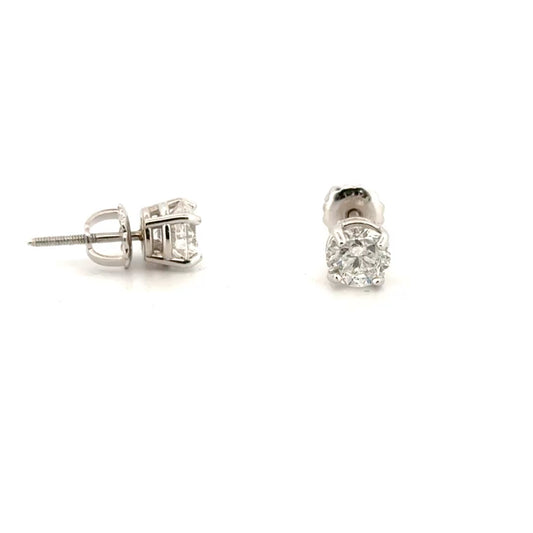 1.33cttw. Natural Diamond Ear Studs in 18K White Gold Mounting