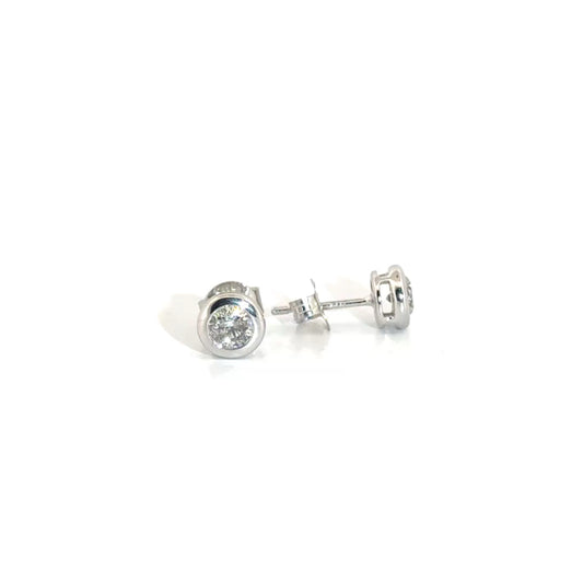 .5cttw. Natural Diamond Ear Studs Bezel Set in 14K White Gold