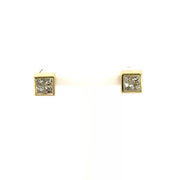1cttw. Natural Diamond Quad Set Ear Studs in 18K Yellow Gold