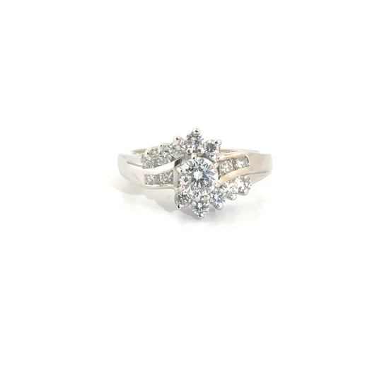 Natural Round Diamond Enagement Ring in 14K White Gold